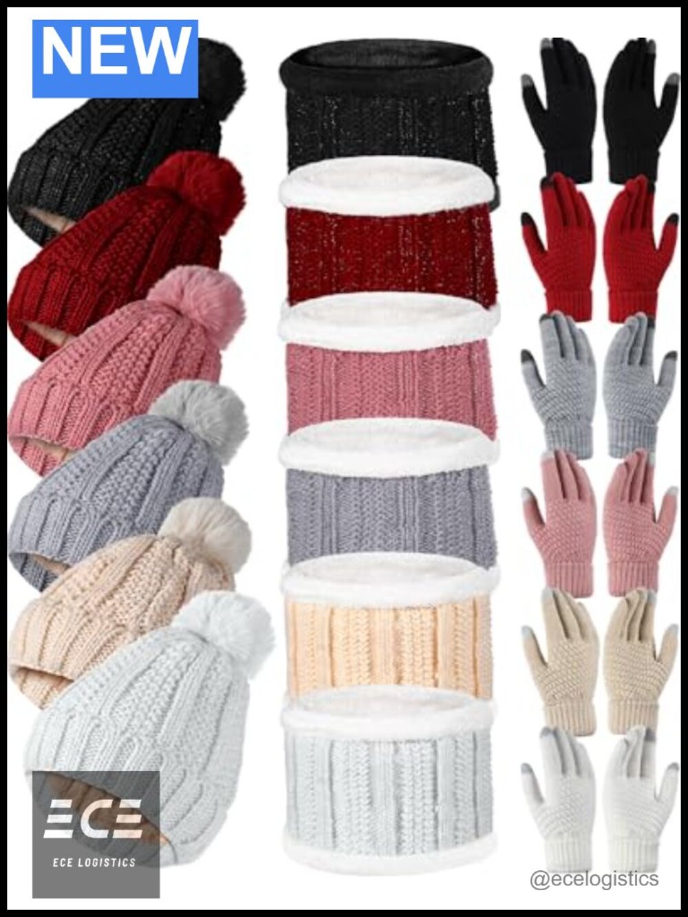 Suhine Winter Beanie Scarf Gloves Set Acrylic Fleece Lined 18 Pcs